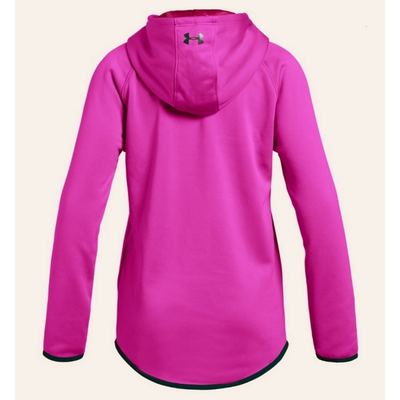 UNDER ARMOUR Fleece Dual Logo Hoodie Fuchsia Small - Picture 2 of 2